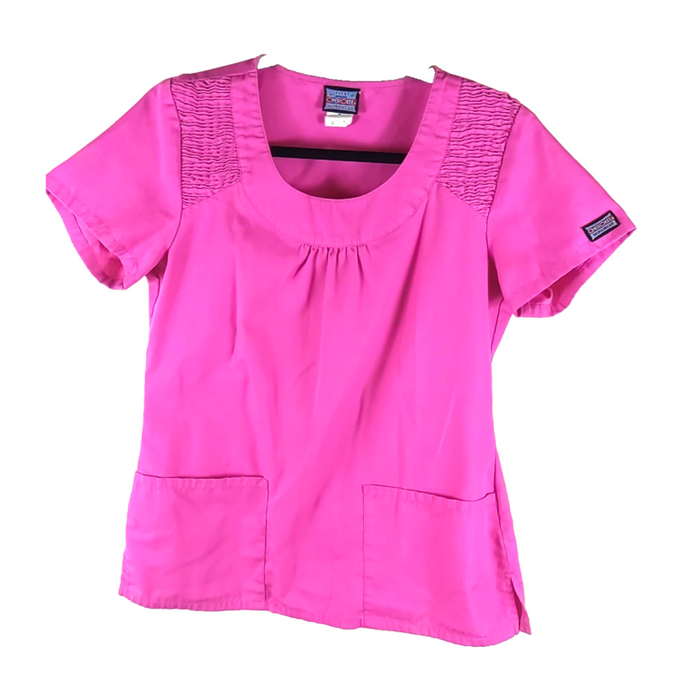 Vintage Cherokee Workwear Women's Scrub Top Size Small Pink Round Neck...